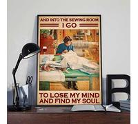 Xiddxu Targa in metallo retrò 30,5 x 40,6 cm, con scritta "Love Sewing and Into The Sewing Room", poster vintage per cucito, per amanti del cucito, regalo decorativo per la stanza delle fogne