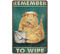 Xiddxu Targa in metallo retrò con scritta "Remember to Wipe Poster, Guinea Pig", decorazione da parete vintage, per casa, cucina, bar, bar, grotta, stile vintage, 14 x 20 cm