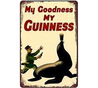 Xiddxu Targa in metallo retrò divertente con scritta in lingua inglese "My Goodness My Guinness", decorazione da parete per esterni e casa, 20,3 x 30,5 cm