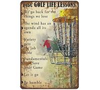 Xiddxu Targa in metallo retrò, resistente, resistente, con lezioni di vita di golf, decorazione da parete vintage, per casa, cucina, bar, grotta degli uomini, 14 x 20 cm