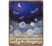 Xiddxu Targa in metallo vintage in latta con scritta in inglese "Sometimes I Just Look Up Smile and Say I Know That was You", decorazione da parete per cucina e bar, 20,3 x 30,5 cm