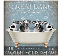 Xiddxu Targa quadrata in metallo con scritta in lingua inglese "Great Dane Bath Soap Bolle", targa in metallo, decorazione da parete per bar, pub, club, grotta, poster retrò in metallo, pittura a