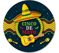 Xiddxu Targa rotonda in metallo rustico, decorazione da parete, ghirlanda Cinco De Mayo Viva Messico Messico Giorno dell'indipendenza messicano festa festa Sombrero rotondo da appendere alla parete