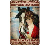 Xiddxu Targa vintage in metallo con scritta in inglese "No Matter How Bad Your Day is, Girl Love Horse", decorazione artistica da parete per cucina e bar, 15,2 x 20,3 cm