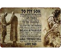Xiddxu Viking to My Son Never Feel That You are Alone Keeping to The Believe in Yourself, targa in metallo da parete, decorazione da parete in latta, regalo ideale per donne, uomini, amici, 14 x 20 cm