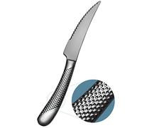 Xideman® Innovativo coltello forgiato 2 in 1 scanalato ultra affilato, per cena e bistecca, set da 6 pezzi con coltello da bistecca in acciaio inossidabile ad alto tenore di carbonio, coltelli da