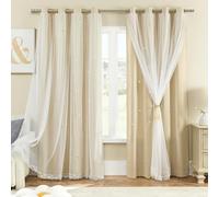 XiDi Tende beige a 2 pannelli, per camera da letto dei bambini, cameretta dei bambini, soggiorno, decorazione con occhielli per finestre, beige, 42/84
