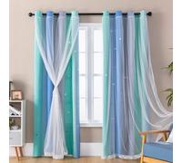 XiDi Tende Cameretta Bambini 132×183 cm per la Camera dei Bambini Adulti Tende Ombre con Decorazione Della Porta in Vetro Trasparente Stelle Tende Ritagliate Anello Green BlueGrey/132/183/2 IT