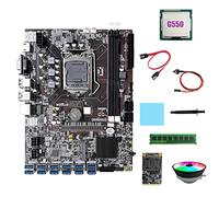XIDIT B75 ETH Mining Scheda Madre 12XUSB+G550 CPU+DDR3 4 GB RAM+128G SSD+RGB Fan+ SATA+Interruttore LGA1155 Scheda Madre