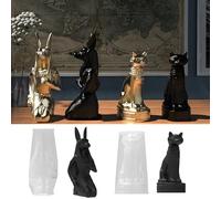 Xidmold 2 stampi in resina a forma di animale egiziano, stampi in silicone 3D a forma di gatto e cane egiziano, per candele di cera di soia, sapone, gesso, statue, artigianato fai da te