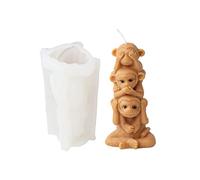 Xidmold Stampo impilabile per candele a scimmia, stampo in silicone 3D per fondente, cioccolato, decorazioni per torte, candele, sapone, argilla polimerica, ornamento in gesso, resina (scimmia)