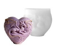 Xidmold Stampo in silicone 3D a forma di drago volante, con cuore, per resina epossidica, sapone, cemento, gesso polimero, fantasia, drago, decorazione per soggiorno, regalo per gli amanti dei draghi
