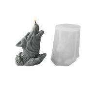 Xidmold Stampo in silicone a forma di lupo 3D per fondente, cera di soia, resina epossidica, sapone, gesso, artigianato (A)