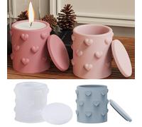 Xidmold Stampo per candela in cemento con coperchio, stampo per candela a forma di cuore, stampo in silicone per barattoli in resina epossidica, per portapenne, bottiglia di stoccaggio, vaso per