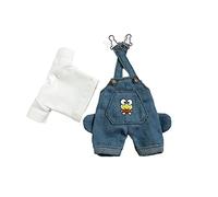 XiDonDon 1/12 BJD Vestiti per Bambole Moda Bretelle Pantaloni + T-Shirt Set per Ob11, gsc, body9 Accessori per Bambole (dark blue)