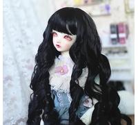 XiDonDon 6-7" 7-8" 8-9" Circonferenza della Testa Parrucca per Bambola BJD Parrucche Lunghe e ricce per 1/3 1/4 1/6 BJD SD Dod Pullip (Solo Parrucche) (Black,Head Circumference 21-22cm)