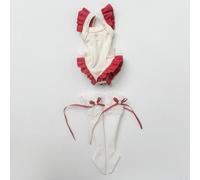 XiDonDon Costumi da bagno alla moda per bambole BJD Blyth, Ob24, Licca, Azone Accessori per giocattoli e regali (solo vestiti) (White-Red)