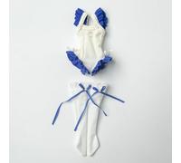 XiDonDon Costumi da bagno alla moda per bambole BJD Blyth, Ob24, Licca, Azone Accessori per giocattoli e regali (solo vestiti) (White-Dark Blue)