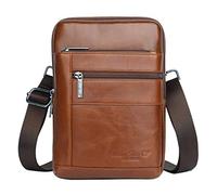 Xieben Borsa a tracolla in pelle Sling Crossbody Pack per uomo Donna Outdoor Travel Business Escursionismo Porta telefono Portafoglio Tracolla Custodia casual Daypack Marrone