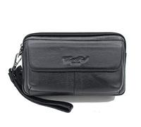 Xieben Borsa Da Polso In Pelle per Uomo Donna Business Travel Outdoors Organizer Cinturino Da Polso Pochette Fanny Portafoglio Custodia Multipla Porta Telefono Nero