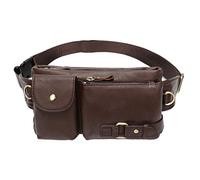 Xieben Marsupio Vintage In Pelle Marsupio Per Uomo Donna Da Viaggio Caccia Arrampicata Multifunzione Hip Bum Cintura Sottile Cellulare Custodia Portafoglio Marsupio Caffè
