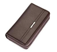 Xieben Pochette in pelle Portafoglio lungo con cinturino da polso Supporto per telefono Borsa da polso Borsa da polso Portamonete Tasca multipla per borsa da lavoro Marrone