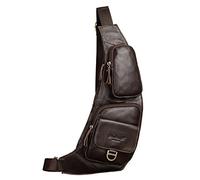 Xieben Vintage Borsa A Tracolla in Pelle Pacchetto Crossbody Per Uomo Donna Travel Outdoor Bike Shoulder Messenger Pack Zaino Daypack Caffè