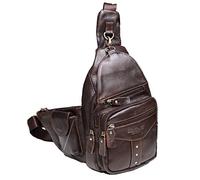 Xieben Vintage Borsa A Tracolla in Pelle Pacchetto Crossbody Per Uomo Single Shoulder Zaino Multiuso Cross Body Pack Daypack Outdoor Travel Coffee