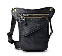 Xieben Vintage in Pelle per Uomo e Donna Marsupio Multifunzione Militare Tattico Motocicletta Ciclismo Escursionismo Sport Campeggio Equitazione Nero