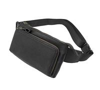 Xieben Vintage Leather Fanny Marsupio per Uomo Donna Viaggi Escursionismo Running Hip Slim Bum Belt Pack Borsa Portafoglio Cell Phone Shoulder Pouch Nero