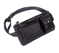 Xieben Vintage Leather Fanny Marsupio Per Uomo Donna Viaggi Escursionismo Running Hip Slim Bum Belt Pack Borsa Portafoglio Cell Phone Pouch Nero