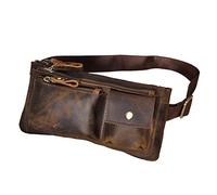 Xieben Vintage Marsupio In Pelle per Uomo Donna Viaggio Escursionismo Corsa Hip Slim Marsupio Borsa Portafoglio Cellulare Marrone Scuro