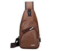 Xieben Vintage UP Borsa A Tracolla In Pelle Borsa A Tracolla Borsa Monospalla per Uomo Donna Borsa Da Viaggio A Spalla Esterna Zaino Da Viaggio Zaino Da Giorno Marrone