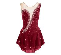 XIEHYA Abiti da Pattinaggio Artistico Abito da Pattinaggio Artistico Donna, Orlo Asimmetrico, Rete, Spandex, Elastan, Alta Elasticità, Competizione(Color 3,M)