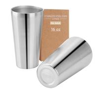 XIEHYA Confezione da 2 bicchieri in acciaio inossidabile 16 once, impilabili, a doppia parete, isolati, in metallo, for casa, ufficio, feste, campeggio Per Bevande Calde e Fredde