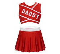 XIEHYA Costume Da Cheerleader Costume da cheerleader donna, costume sexy studentessa, abiti festa, top corto senza maniche con scollo rotondo e mini gonna plissettata(Red,S)