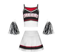 XIEHYA Costume Da Cheerleader Costume da cheerleader for ragazze della scuola, elegante e traspirante, vestito, canotta gonna(Black,120)