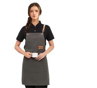 XIEHYA Grembiule da chef impermeabile 2 pezzi, grembiule incrociato sul retro for uomo donna con spalline regolabili e grandi tasche, tela Per Giardino(Grey)