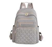 XIEHYA Zaino Rivetto Zaino da donna a tre strati con design in tessuto di nylon rivetti, grande capacità, borsa for la scuola for ragazzi e anziani(Grey)