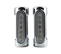 XIEJING Faro Moto，Fari Supplementari Switchback della Barra autostradale del Motociclo Che Guida la Luce Bianca con l'ambra a Turno per la Motocicletta Harley Touring Bikes Crash Bar (Color : Silver)