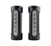 XIEJING Faro Moto，Fari Supplementari Switchback della Barra autostradale del Motociclo Che Guida la Luce Bianca con l'ambra a Turno per la Motocicletta Harley Touring Bikes Crash Bar (Color : Black)