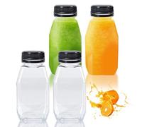 XIELBIS 4 bottiglie di plastica da 250 ml, piccole bottiglie per latte con coperchi, bottiglie di latte riutilizzabili per mini frigo, contenitori in plastica compatta per latte, succhi di frutta e