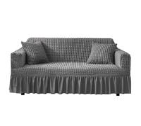 XIEMINLE Copridivano con cinghie antiscivolo, protezione elastica per mobili, lavabile, per animali domestici e bambini, coprisedia elasticizzato (3 posti, grigio scuro)