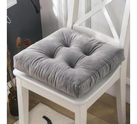 XIEMINLE Cuscini in velluto per sedia da pranzo, con legacci, cuscino spesso e quadrato, lavabile, per cucina, ufficio, soggiorno, giardino, balcone, patio e uso interno (50 x 50 x 10 cm, grigio