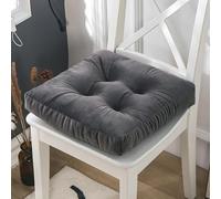 XIEMINLE Cuscini in velluto per sedia da pranzo, con legacci, cuscino spesso e quadrato, lavabile, per cucina, ufficio, soggiorno, giardino, balcone, patio e uso interno (45 x 45 x 10 cm, grigio scuro