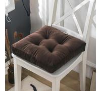 XIEMINLE Cuscini in velluto per sedia da pranzo, con legacci, cuscino spesso e quadrato, lavabile, per cucina, ufficio, soggiorno, giardino, balcone, patio e uso interno (40 x 40 x 10 cm, marrone