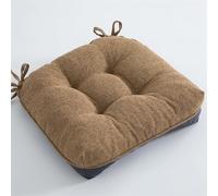 XIEMINLE Cuscino quadrato per sedia in lino e cotone, per cucina, ufficio, con laccetti, cuscino quadrato, per sala da pranzo, giardino, soggiorno, patio, balcone (marrone)