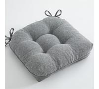 XIEMINLE Cuscino quadrato per sedia in lino e cotone, per cucina, ufficio, con laccetti, cuscino quadrato, per sala da pranzo, giardino, soggiorno, patio, balcone (grigio scuro)