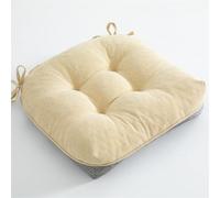 XIEMINLE Cuscino quadrato per sedia in lino e cotone, per cucina, ufficio, con laccetti, cuscino quadrato, per sala da pranzo, giardino, soggiorno, patio, balcone (beige)