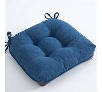 XIEMINLE Cuscino quadrato per sedia in lino e cotone, per cucina, ufficio, con laccetti, cuscino quadrato, per sala da pranzo, giardino, soggiorno, patio, balcone (blu scuro)